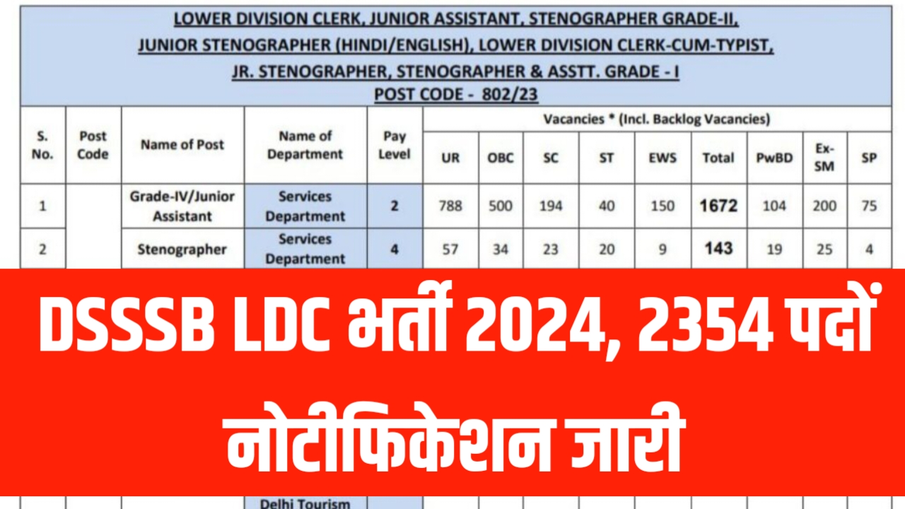 DSSSB LDC Vacancy 2024